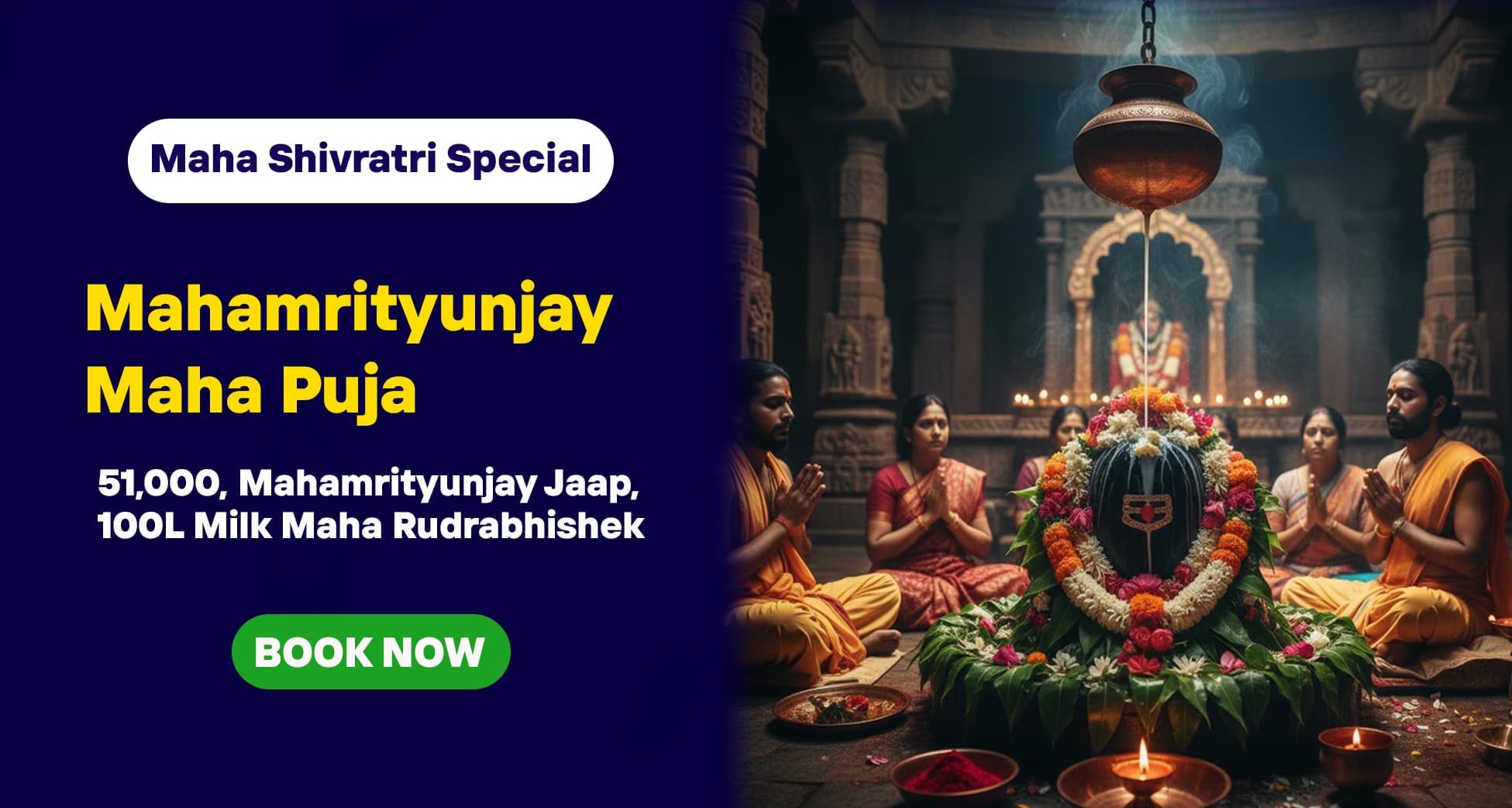 21-Brahmin 51,000 Mahamrityunjay Mantra Jaap, 100 Litres Milk Maha Rudrabhishek and Arogya Murti Dhanvantari Shakti Havan